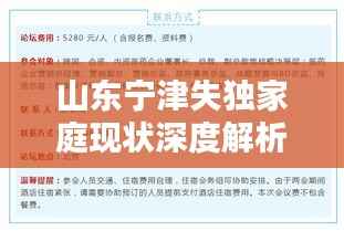 山东宁津失独家庭现状深度解析,挑战与对策