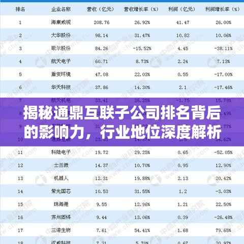揭秘通鼎互联子公司排名背后的影响力,行业地位深度解析