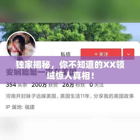 独家揭秘,你不知道的XX领域惊人真相!